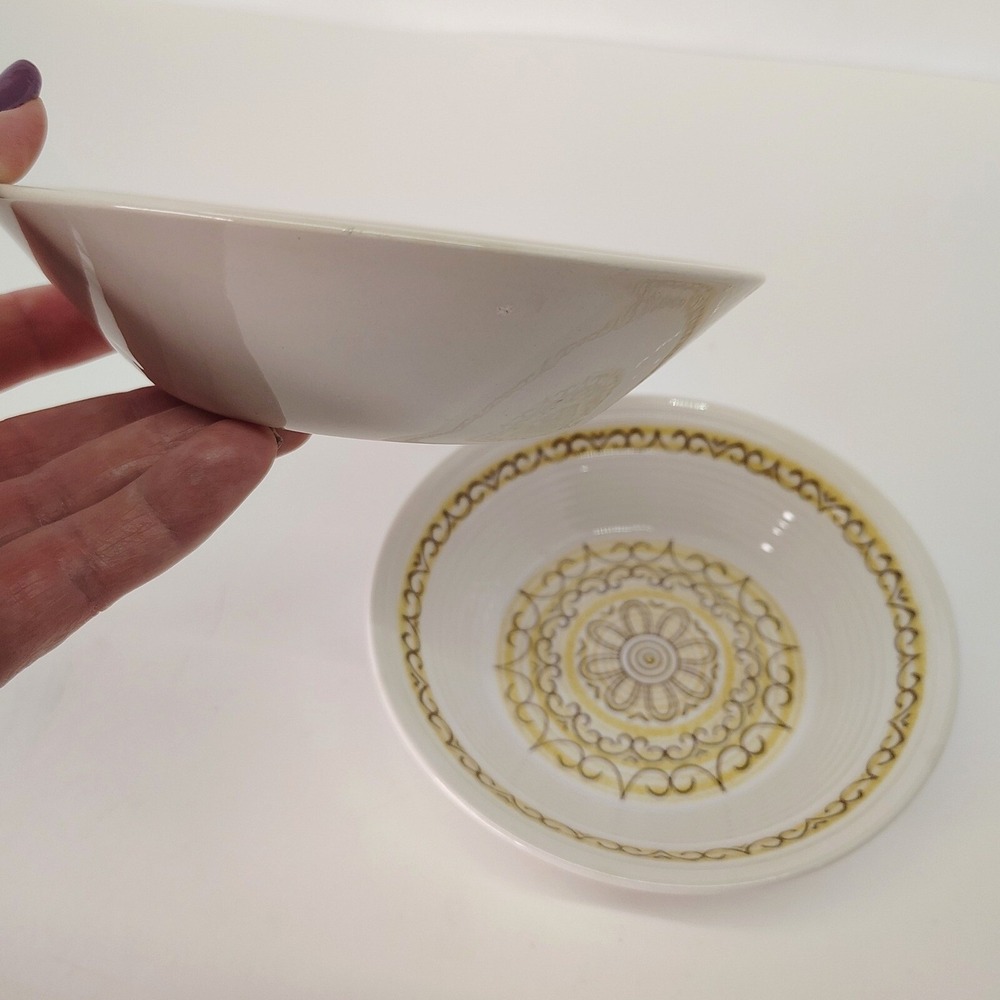 Dessert Bowls Max Schonfeld Sierra Ironstone Set of 2 Floral Medallion 5.5in Vtg